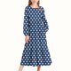 thumbnail image 1 of Vestido infantil de poliéster con estampado de lunares, manga larga, cuello redondo, bolsillos laterales y falda larga., 1 of 6