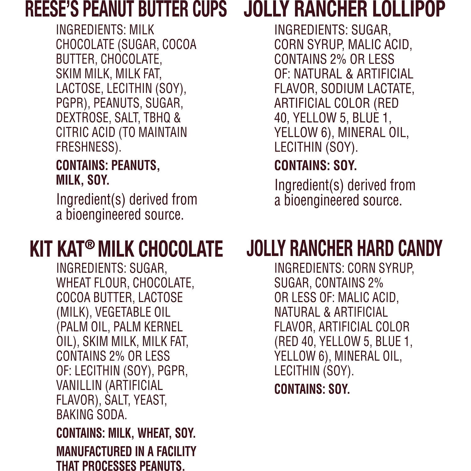 Jolly Rancher, Kit Kat And Reese's Assorted Flavored Snack Size Candy, Party Pack 34.19 oz
