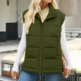 thumbnail image 2 of Womens Loose Puffer Vest Cotton Warm Coat Full Zip Jackets Sleeveless Fall Winter Hoodless Casual Outerwear (XL, Green), 2 of 7