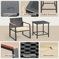 thumbnail image 4 of 3‑Piece Wicker Rocking Bistro Patio Set, Outdoor Conversation Furniture with Anti‑Scald Armrests, Cushions & Glass‑Top Table for Garden Yard Porch Beige, 4 of 8