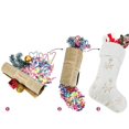 thumbnail image 4 of Paquete de 2 medias navideñas blancas nevadas con copo de nieve bordado colgante para decoración de fiesta de Navidad, 4 of 5