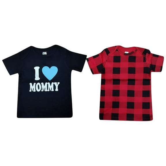 Just Love Boys T-Shirts (Pack of 2) (Mommy and Buffalo Plaid, Boys 2T)