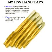 Max-Craft HSS M2 Hand Taps Titanium Nitrided Straight Flute HSS Taps Threads Screws in Metal Steel