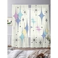 thumbnail image 3 of Purple Yellow Diamond Sheer Curtains 96 Inch Length 2 Panels Set Window Treatments, Modern Geometric Middle Century Rod Pocket Semi Curtains for Living Room/Bedroom/Kitchen Décor, 104"W x 96"L, 3 of 7