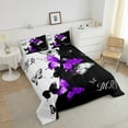 thumbnail image 4 of Mr Mrs Comforter Set Purple Black Butterfly Bedding Set Valentine'S Day Wedding Down Comforter Gifts For Adults Men Women Romantic Love Theme Quilt Set Room Decor 2 Pcs, 4 of 7