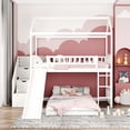 thumbnail image 4 of [ US IN STOCK] Twin Over Twin Bunk Bed with Two Drawers and Slide, House Bed with Slide, White, 4 of 9