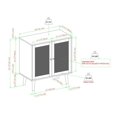 thumbnail image 3 of Boho Armoire d'Accent en Bois Massif et Rotin 2 Portes en Naturel, 3 of 5