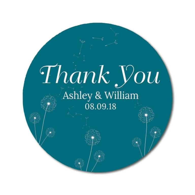 Darling Souvenir Round 45 Pcs Wedding Couple Thank You Stickers  Personalized Bride Groom Names And Date Envelope Seals-Navy Blue 