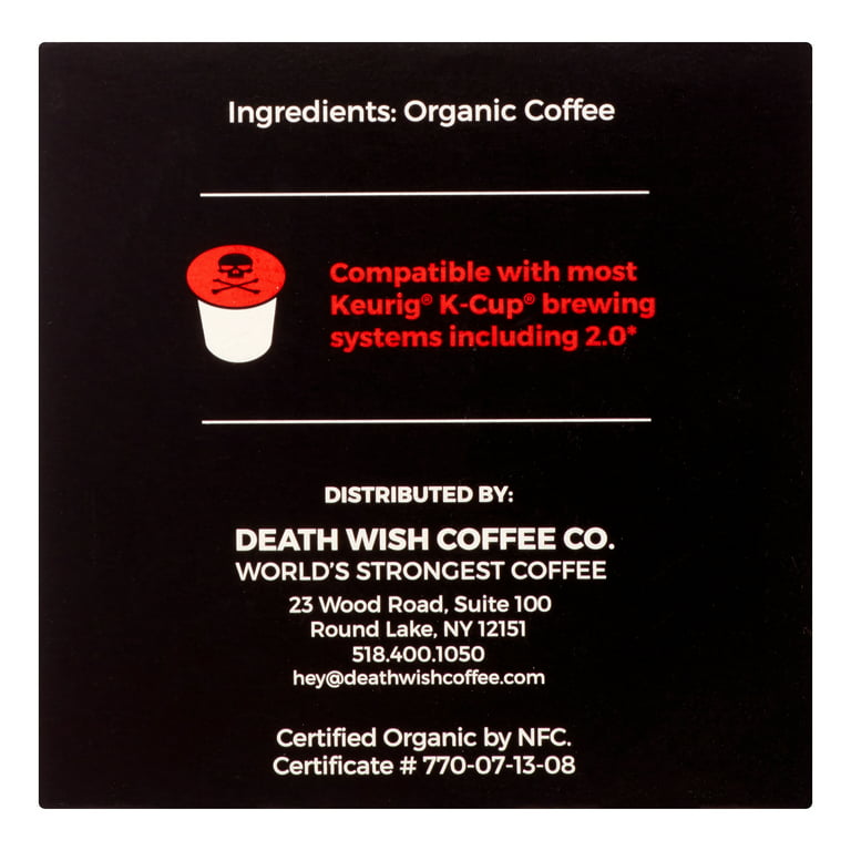 Death Wish Coffe Capsules for Keurig K-Cup Brewer, Single Serve - 10 count
