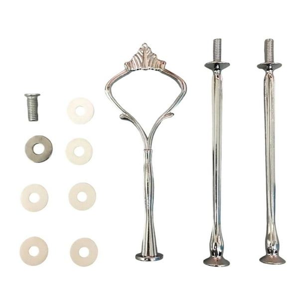 Juego de herrajes para soporte de bandeja para pasteles, elegante y resistente, para cupcakes de 3 niveles. Plata