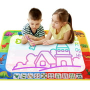 Water Doodle Mat Water Magic Mat Kids Drawing Painting Mat Writing Doodle Board Toy Color Doodle Drawing Mat Educational Toys w/ Magic Pens for Age 3 to 12 Year Old Girls Boys Toddler Gift
