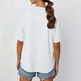 thumbnail image 3 of NAMTYQX Shirts for Teens Girls Basic Airoft Mit Muster Loose Lightweight Short Sleeve Plus Size Scoop Neck Patterned Womens Casual Tops White Size L, 3 of 4