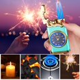 thumbnail image 4 of Dsseng Butane Torch Lighter  Double Fire Switching Lighter With Quartz Watch Metal Inflatable Windproof Blue Flame Lighter Fashion Gift Luminous  White, 4 of 5