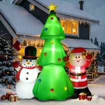8Ft Inflatable Christmas Tree with Santa Claus and Snowman, Built-in Bright LED Lights for Outdoor Yard Garden Holiday Decoration