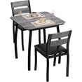 thumbnail image 1 of Ourlova Small Dining Table Set for 2 3-Piece Kitchen Table Set with Thick Wood Grain Tabletop and 2 Upholstered Chairs and Metal Frame Compact Table Set for Small Spaces Kitchens and Dining Rooms Grey, 1 of 9