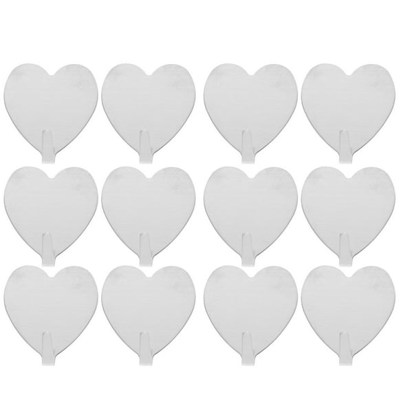 EeaseMX 12 perchas adhesivas de hierro resistentes con forma de corazón para colgar en la pared, sin dejar rastro, para baño y cocina (plateadas)