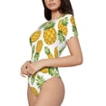 thumbnail image 2 of KLL Women 's Crew Neck Bodysuit Jumpsuits Pineapple Print Short onesies Stretch T Shirts, 2 of 7
