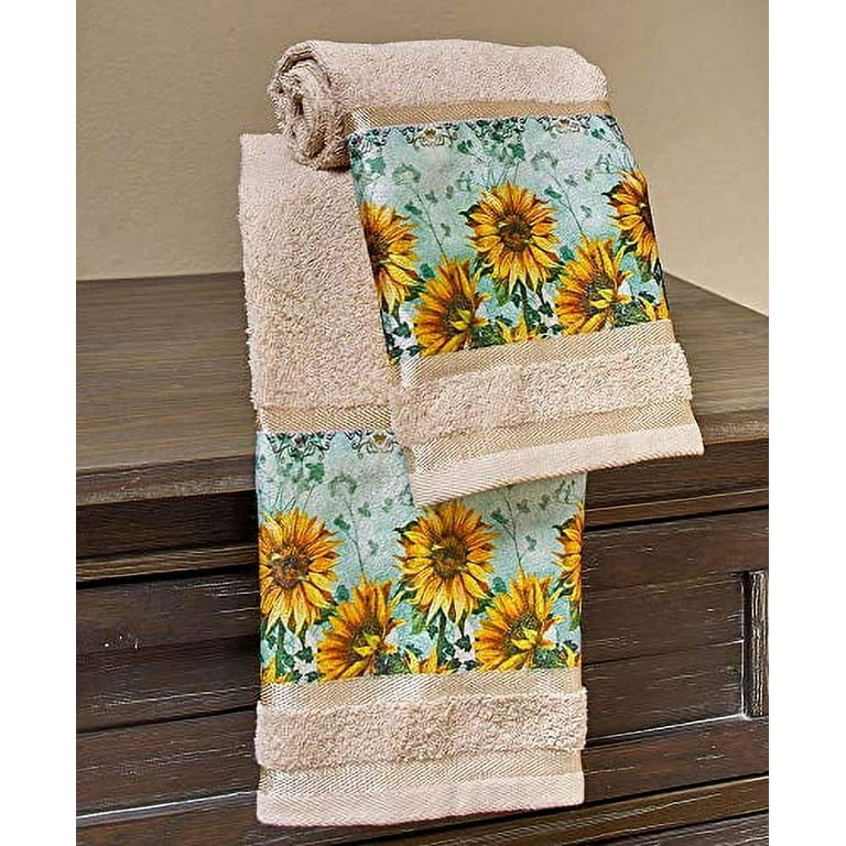 ALAZA Sunflower Kitchen Towels Black Plaid Sunflower Buffalo Dish Towels  Set 2 Bathroom Towels Bath Towels Absorbent Soft Hand Towel Guest Towel  Quick