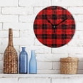 thumbnail image 3 of Dreamtimes Round Digital Clock Red Buffalo Plaid Creative Decorative Quiet Not Ticking Clock,Bedroom Living Room Bathroom Kitchen Office Wall Ornament, 10In, 3 of 7