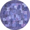 thumbnail image 1 of Ahgly Company Machine Washable Indoor Round Abstract Blue Modern Area Rugs, 6' Round, 1 of 4