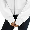 thumbnail image 5 of IROINNID Hoodie Jacket for Women Casual Zipper Closure Long Sleeve Solid Basic Jacket Sport Loose Coat All-match Hoodie Jacket,White, 5 of 7