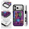 thumbnail image 5 of Wallet Case For Apple iPhone Air / 17 Pro / 17 Pro Max Series with Card Holder, PU Leather Kickstand Card Slots Screen Protector Included For iPhone 17 Series, Neon Cactus, 5 of 8
