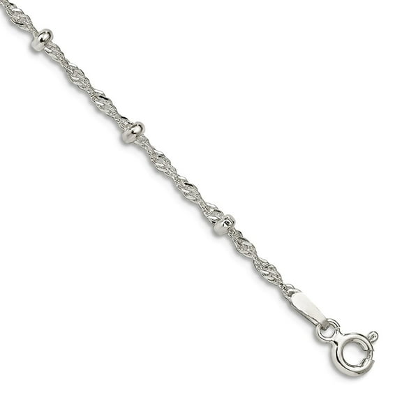 925 Sterling Silver Spring-Ring 2.50mm Fancy Anklet 9 Inch Anklet for Women - 2.0 Grams
