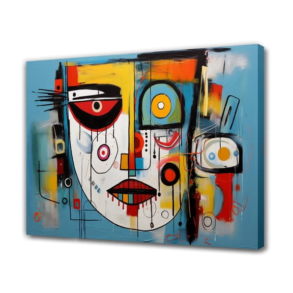 Abstract Artwork Features a Geometric Facial Portrayal Poster Decorative Painting Canvas Wall Art Living Room Posters Bedroom Painting,Frame-style,20x30inch(50x75cm)