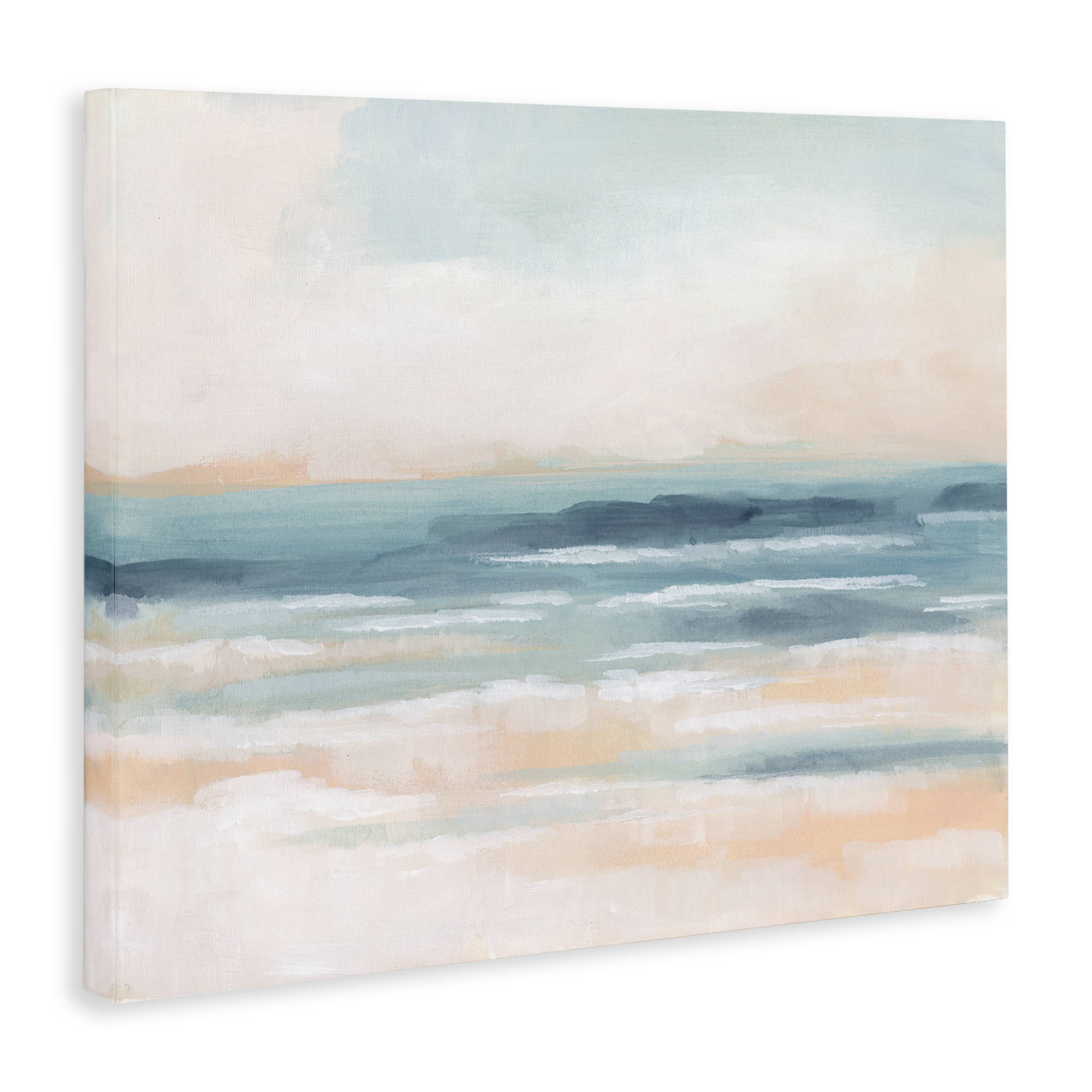 Stupell Industries Pastel Beach Coast Landscape Painting Gallery Wrapped Canvas Art Print Wall Art, 30 x 24