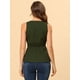 thumbnail image 4 of Tops de Verano Allegra K Sin Mangas Con Escote En V Ejercito Verde S, 4 of 5