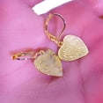 thumbnail image 6 of 14K Gold Plated Dangle Earrings for Women,Lightweight Heart Geometric Flat Brushed Drop Earrings, Hypoallergenic Leverback Earrings Jewelry, 6 of 7