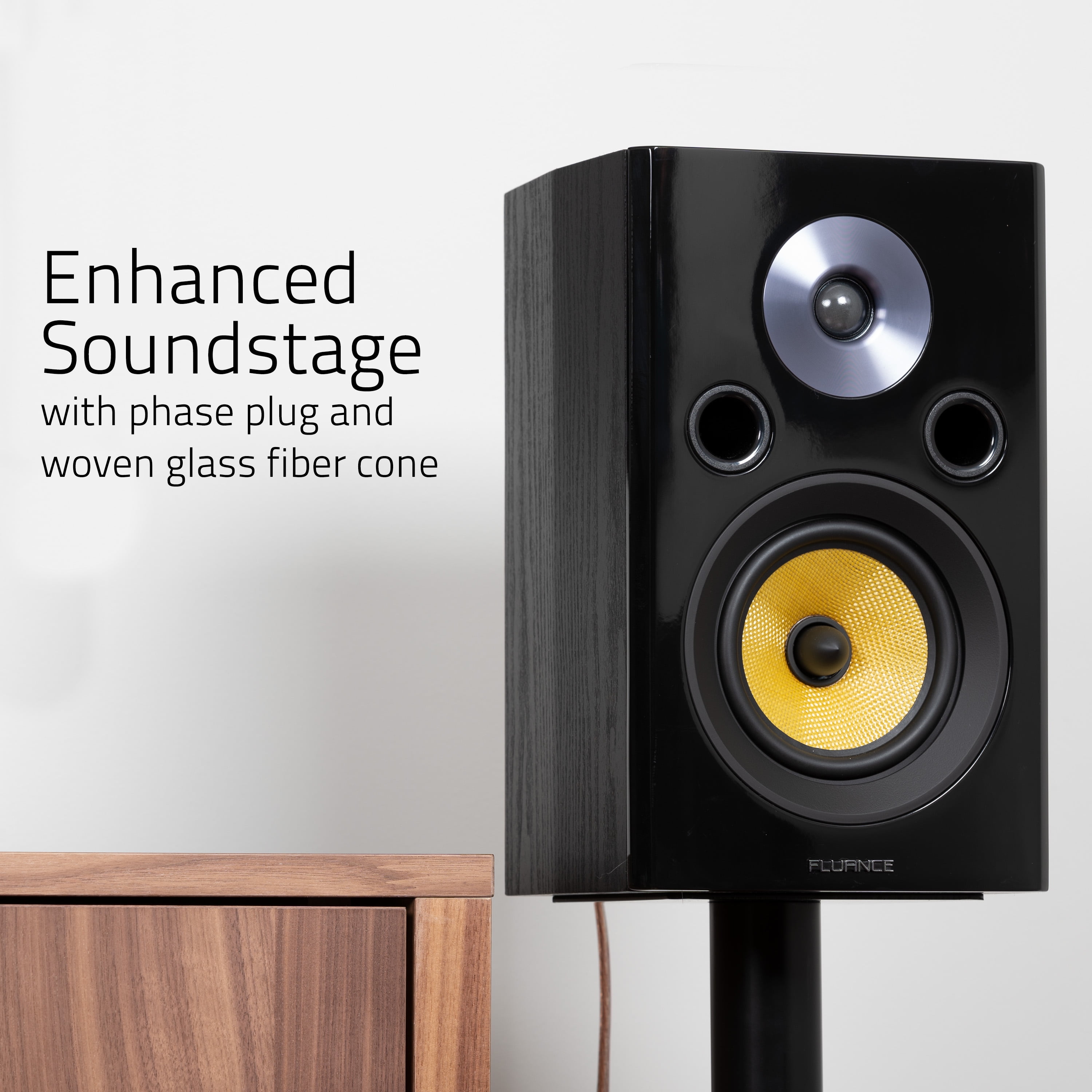 Fluance Signature HiFi 2-Way Bookshelf Surround Sound Speakers for 2-Channel Stereo Listening or Home Theater System - Black Ash/Pair (HFS)