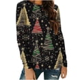thumbnail image 2 of FDGIU Plus Size Christmas Tops for Women, Funny Xmas Tree Graphic Long Sleeve Tunic, Festive Holiday Tee, 2 of 5