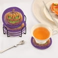 thumbnail image 5 of Haosy Set of 6 Drink Woven Coaster with Holder Heat Resistant Non-Slip Bar Coasters 4 Inches Halloween Evil Pumpkin, 5 of 7