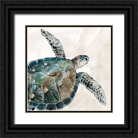 Robinson, Carol 12x12 Black Ornate Wood Framed with Double Matting Museum Art Print Titled - Neutral Sea Turtle I