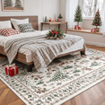 thumbnail image 4 of Moynesa 8'x10' Large Christmas Rug for Living Room, Washable Non-Slip Area Rug, Soft Vintage Holiday Rug for Dining Room, Bedroom Xmas Accent Carpet Indoor Christmas Decor, Beige, 4 of 11