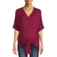 thumbnail image 4 of Time and Tru Women's Maternity Short Sleeve Button Up T-Shirt, 4 of 6