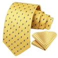 thumbnail image 4 of HISDERN Yellow Ties for Men Plaid Mens Ties Pocket Square Tie Set Formal Business Wedding Neckties, 4 of 7