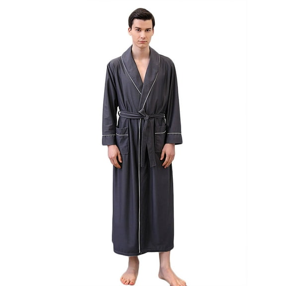 snilers Mens Bathrobes Big and Tall Water Absorbent Quick Dry Spa Robe Fashion Casual Shawl Collar Long Sleeve Nightgowns with Pockets