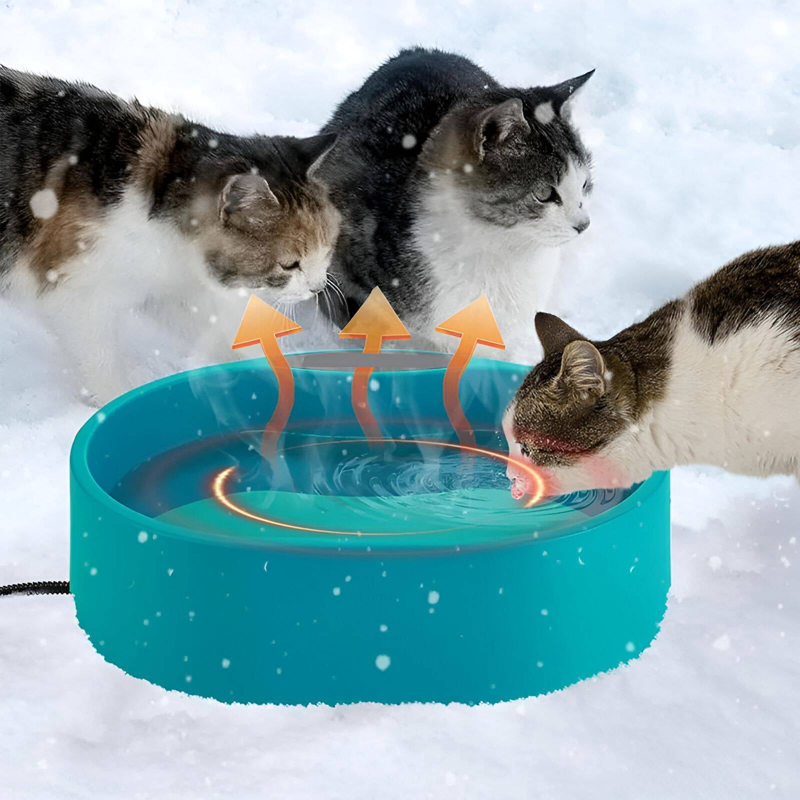 BESTSKY Heated Water Bowl,Heating Function Slow Feeder Dog Bowls,Outdoor Use Dog Feeding Station,Green
