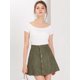 thumbnail image 4 of INSPIRE CHIC Falda Corta Acampanada De Cintura Alta Con Cierre De Botón De Gamuza Sintética Para Mujer Verde M, 4 of 6