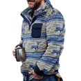 thumbnail image 3 of Men‘s Winter Fleece Pullover Sweatshirt Jacket Button Collar Warm Sweater Coat, 3 of 6