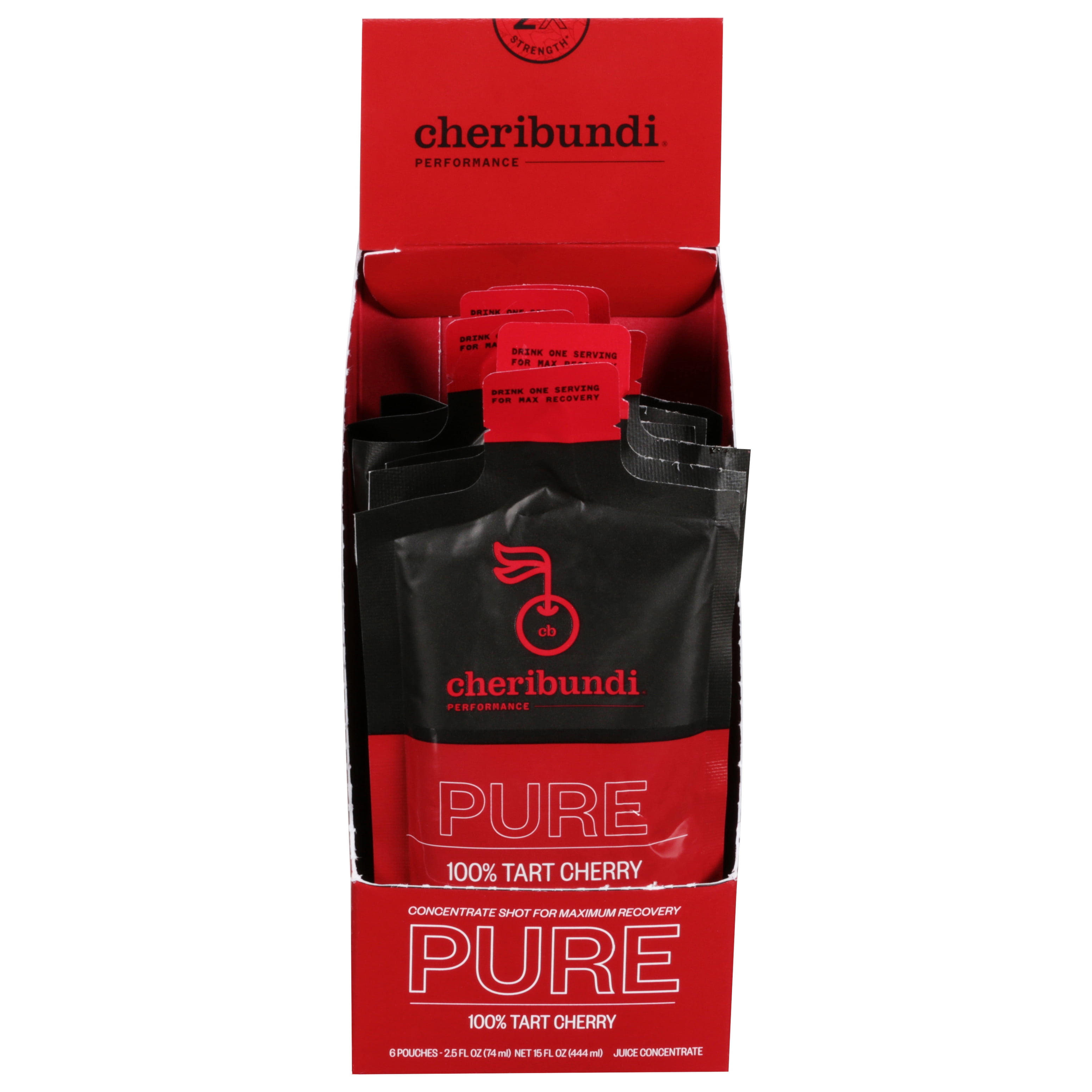 Cheribundi 100% Tart Cherry Juice Pure Concentrate - 100 Calories, 0 Sugar, 0 Preservatives, Non-GMO, (Pack of 6)