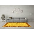 thumbnail image 3 of Ahgly Company Machine Washable Indoor Round Oriental Yellow Traditional Area Rugs, 4' Round, 3 of 4