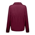 thumbnail image 4 of Womens Cotton Linen Button Down Shirts Loose Fit Long Sleeve Collared Blouse Casual V Neck Tops Outfits S-3XL Wine XL, 4 of 6