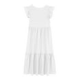 thumbnail image 4 of Utoimkio Clearance Girls Casual Maxi Dress Ruffles Short Sleeve Holiday Princess Dresses with Pockets for Girls 6-12 Years, 4 of 6