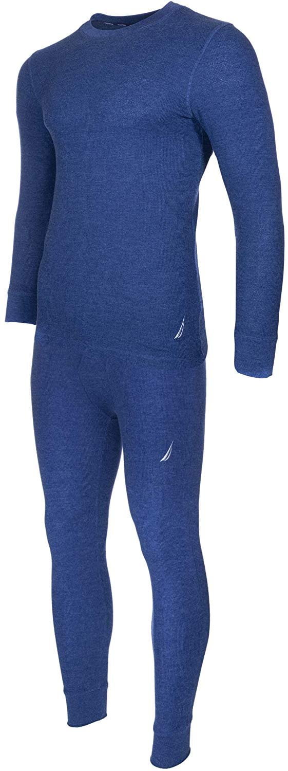 Nautica Mens Thermal Underwear Set - Warm Mens Thermal Shirt & Long Johns -  Cold Weather Undershirt/Inner Pants - Insulated Winter Pajama, Black, Small  (Shipwreck Red, Small) at  Men's Clothing store