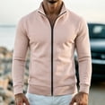 thumbnail image 4 of XRoczxe Men's Full Zip Up Track Jacket, Stand Collar Solid Color Sweatshirt, Casual Long Sleeve Lightweight Coat with Pockets for Spring Fall Daily Wear, 4 of 7