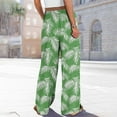 thumbnail image 3 of Women Casual High Waist Wide Leg Pants Summer Boho Print Long Palazzo Pants Flowy Slit Lounge Beach Trousers, 3 of 7