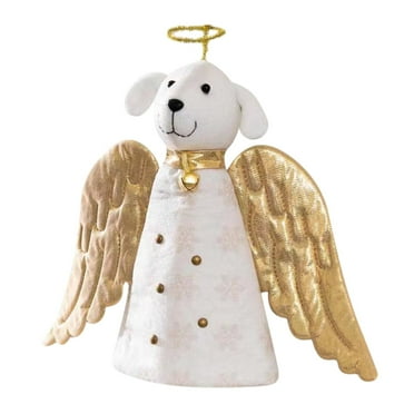 Clearance! Christmas Tree Decoration, Angel Dog Christmas Tree Topper with Golden Wings Ornament, Christmas Angel Dog Christmas Tree Decoration, Holiday Decoration